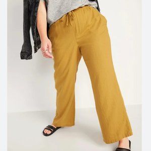 Old Navy Women's Linen Wide Legged Pant Mustard Yellow